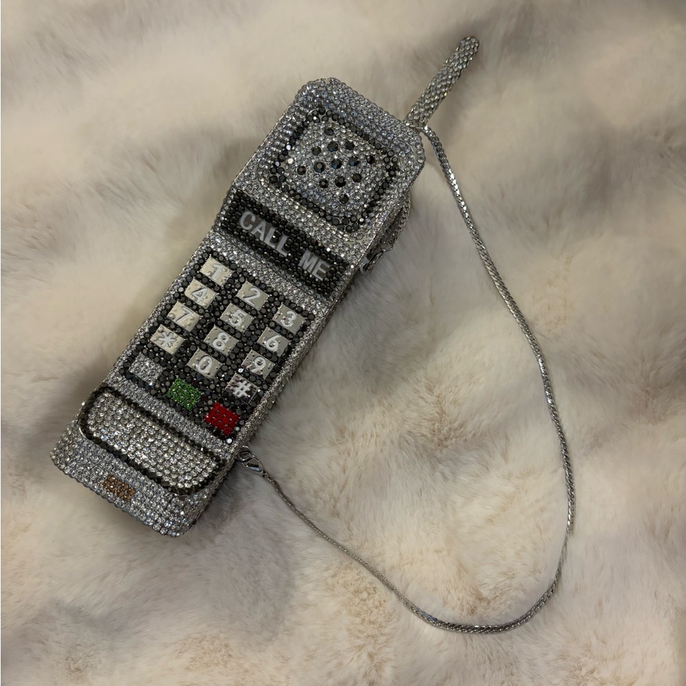 Crystal-Embellished Retro Phone Bag